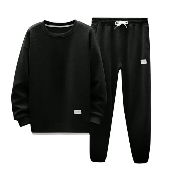 MEICHEN Pajamas for Women Set Solid Color Sweatshirt Casual Fashion Long Sleeved Round Neck Top Sweatpants 2 Piece Set Sweatsuits Women's Sleepwear