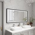 thumbnail image 4 of WELLFOR Wall Mounted  Back Light Bathroom Framed LED Mirror Anti- Fog With Dimmable Light Touch Sensor And Memory Function 36"H x 48'' W - Brushed, 4 of 5