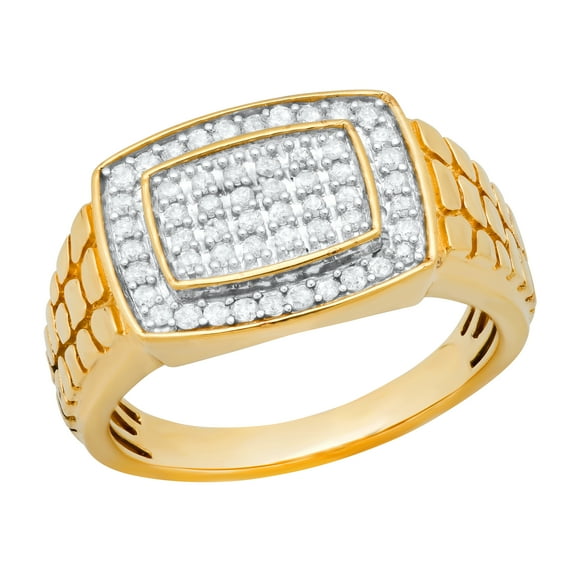 Dazzlingrock Collection Round White Diamond Nugget Wedding Band for Men (0.50 ctw, Color I-J, Clarity I2-I3) in Yellow Gold Plated Sterling Silver, Size 13