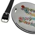 thumbnail image 2 of Letter M Floral Monogram Initial Round Leather Luggage Card Suitcase Carry-On ID Tag, 2 of 8