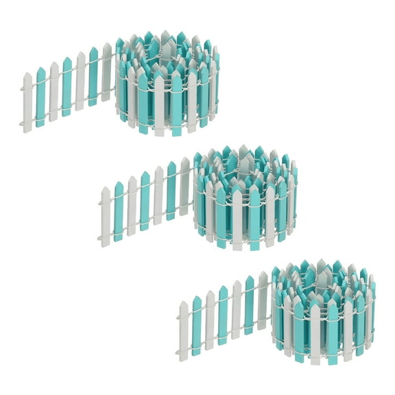 Uxcell 3pcs 35 Inch Miniature Garden Fence, Mini Ornament Wood Picket for Dollhouse Home Light Blue/White