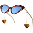 thumbnail image 1 of Gafas de sol de moda para mujer, estrechas, con forma de ojo de gato y cadena de metal, patillas H, 1 of 5