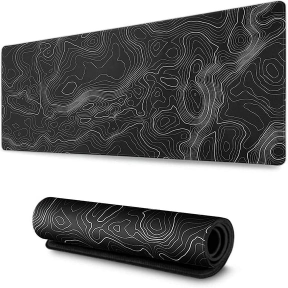 Large Mouse Pad Mat (31.5 x11.8 in) Extended Gaming Mouse Pad with Non-Slip Rubber Base,Background Map Lines Contour Geographic for Gaming Office Laptop Computer Men Women