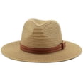 thumbnail image 2 of Sombrero Panamá de primavera y verano, accesorios con cinturón amarillo, sombrero de paja para playa, sombrero de jazz informal y transpirable, sombrero de paja, 2 of 5