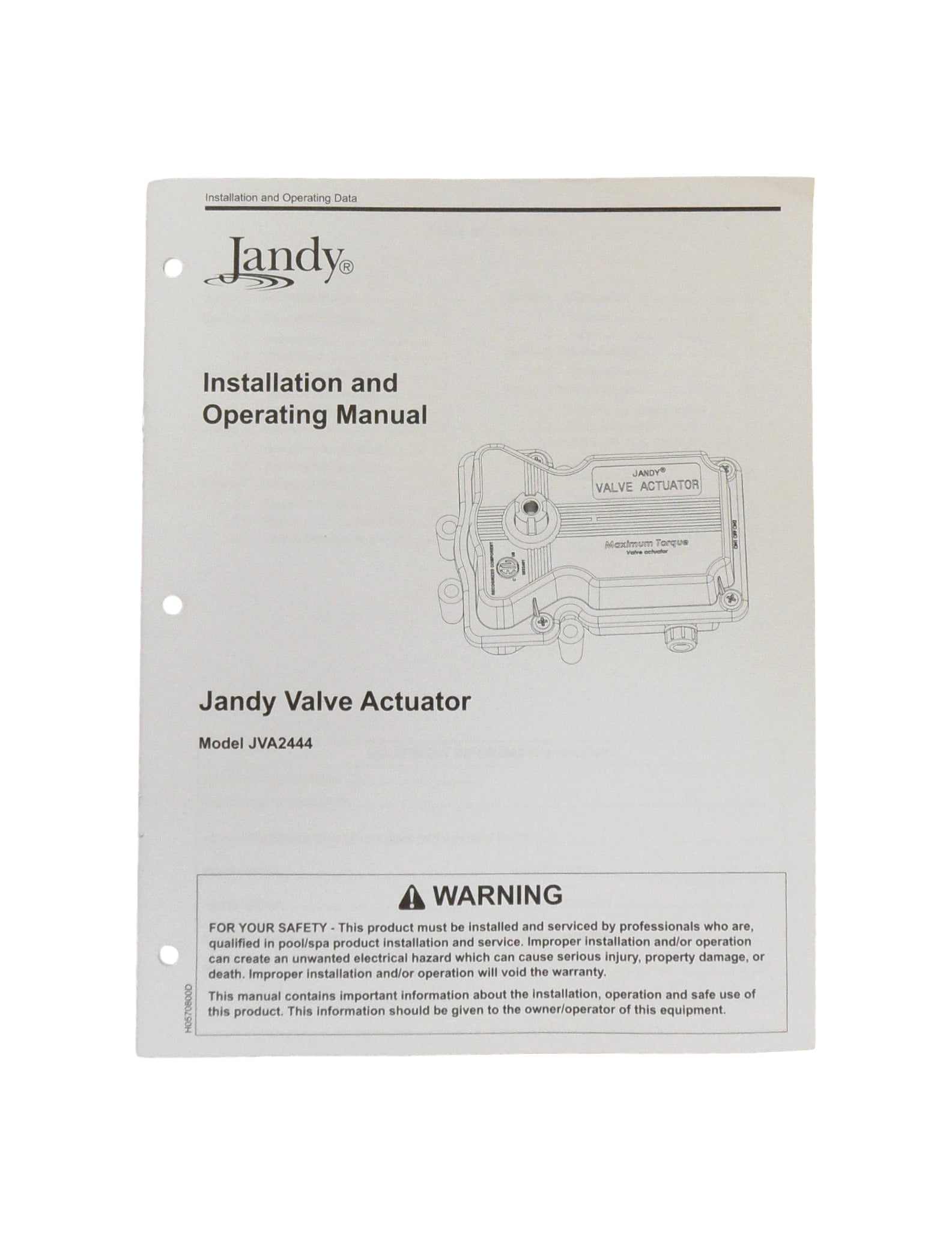 Jandy JVA244 Valve Actuator Installation Owner's Manual JVA2444