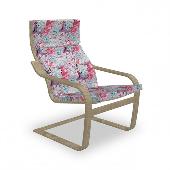 1990s Armchair Pad and Slipcover, Abstract Marble Effect with Color Transitions Pastel Toned Illustration Psychedelic, 1 Piece Soft Cushion Replacement with Removable Cover, Multicolor, by Ambesonne