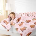 thumbnail image 3 of Erosebridal Brown Cartoon Capybaras 7-Piece Twin Bedding Sets For Kids,Pink Bow Cute Bowknot Bedding Comforter Set For Bowtie Girls ,Reversible Pink, 3 of 7