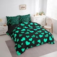 thumbnail image 2 of Green Hearts Comforter Set Queen,Romantic Valentine's Day Theme Bedding Set,Chic Love Hearts Fashion Green Black Bed Set 7 Pieces(Comforter+Fitted+Flat Sheet+Pillowcase+Pillow Cover), 2 of 5