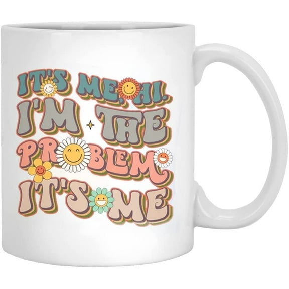 It's Me Hi I'm The Problem It's Me Mug, Retro Floral Mug, Christmas Birthday Gifts For Mom Dad Best Friend Winter Holiday Mugs Xmas Gift Coffee Cup Family Parent Gifts
