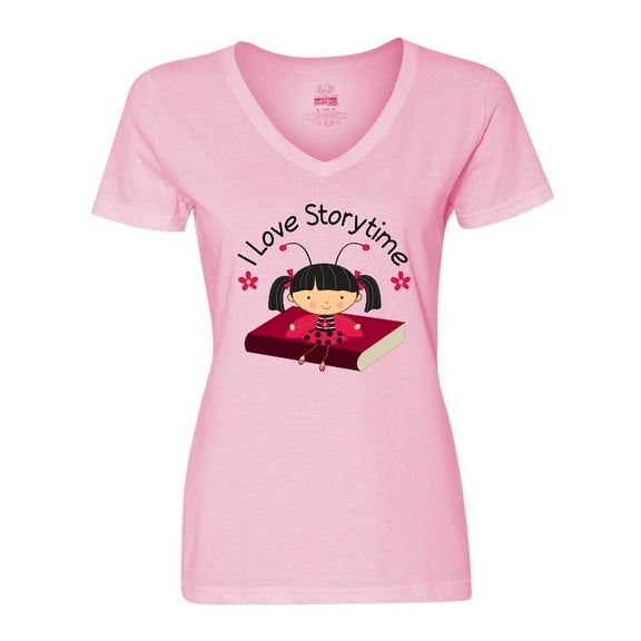 Inktastic Library I Love Storytime Reading Women's V-Neck T-Shirt