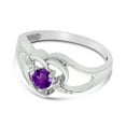 thumbnail image 3 of 10k White Gold Round Amethyst And Diamond Heart Ring, 3 of 6
