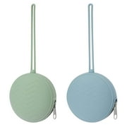 NOGIS 2 Pack Silicone Pacifier Holder Case, BPA Free Newborn Baby Pacifiers Silicone Pouch for Boys & Girls, Portable Silicone Pacifier Container Case (Green & Blue)