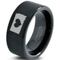 thumbnail image 1 of Tungsten South Dakota The Mount Rushmore State Heart Band Ring 9mm Men Women Comfort Fit Black Flat Cut Brushed Polished, 1 of 4
