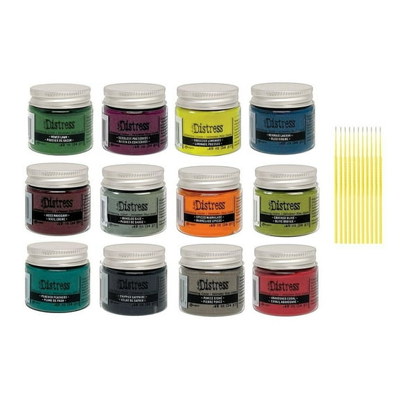 Tm Holtz Ranger Embossing Glaze Bundles - Fashion Colors Embossing Glaze Jars with Trebbies Detail Sticks (12 Complete Set)