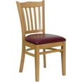 thumbnail image 2 of Emma + Oliver Vertical Slat Back Natural Wood Chair, Burgundy Vinyl Seat, 2 of 7