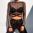 thumbnail image 4 of Women Mesh Goth Long Sleeve Fishnet Tops Blouses Shirt Clothing, 4 of 7