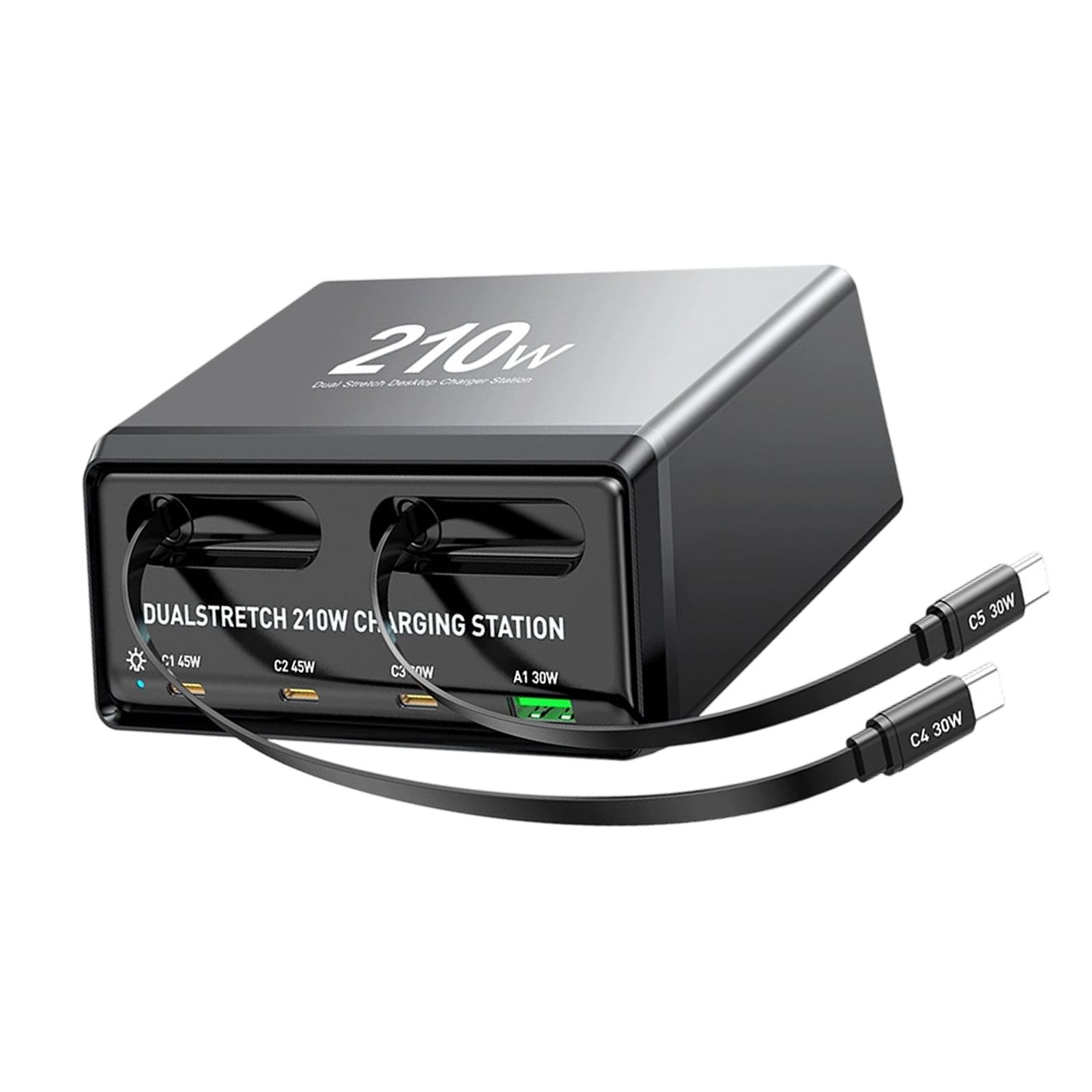 Compact Retractable Cable Chargers 210W for Phones Tablets Laptops Multi Port Design Efficient Charging
