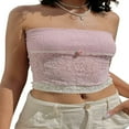 thumbnail image 1 of PENGXIANG Élégant Femmes Dentelle Florale Bandeau Été Crop Tops, 1 of 5