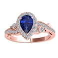 thumbnail image 2 of Mauli Jewels Rings for Women 1.35 Carat Pear Shape Tanzanite And Diamond Gemstone Ring For Women's Prong-Setting 10K Rose Gold, 2 of 5