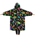 thumbnail image 2 of Oversized Wearable Blanket Hoodie,Red Mushroom Black Pattern Sherpa Blanket Hoodie with Super Pockets,Super Warm Fuzzy Pullover for Women & Men, 2 of 6