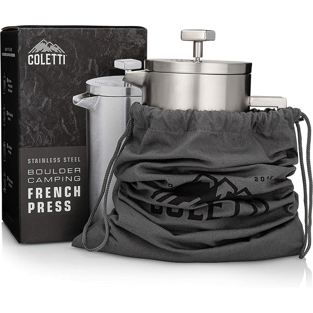 COLETTI Cerakoted Camping French Press – Large Insulated French Press  Coffee Maker - Metal Camp Coffee Press/Pot – 10 CUP (42oz) – The Boulder  (An