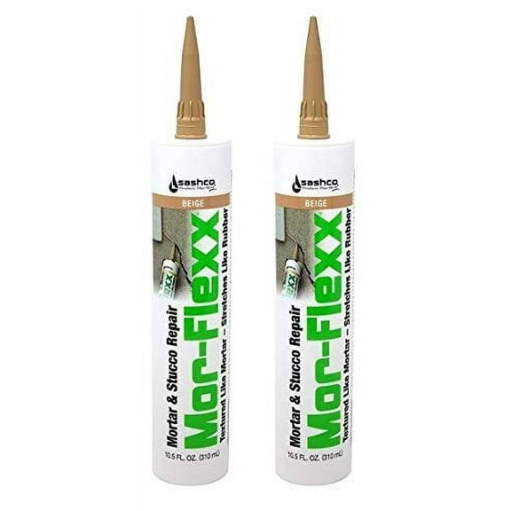 Sashco 15010 10.5oz Sashco Sealants Beige MorFlexx Mortar & Stucco Repair, 10.5-Ounce Two Pack