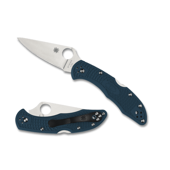 Spyderco Delica 4 Knife Flat-Ground Blue FRN (2.9&quot; Satin K390) C11FPK390