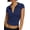 Navy Blue, variant on Womens Short Sleeve Collared -Tops V Neck Button Down Fitted Shirts Black S