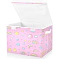 thumbnail image 2 of WOBOGO A Pattern Of Kawaii Candy and Stars Large Collapsible Storage Box Flip Lid Fabric Decorative Organizer Container Basket with Handles 16.5×12.6×11.8in, 2 of 7