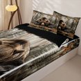 thumbnail image 3 of Manfei Rustic Wooded Pine Zipper Twin Comforter Sets with Fitted Sheet and 2 Pillowcases,Brown Bear Zipper Bedding Set,Gray Brown,Black Reversible,4pcs, 3 of 8