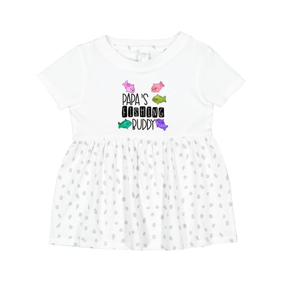 Inktastic Papa's Fishing Buddy with Colorful Fish Girls Baby Dress