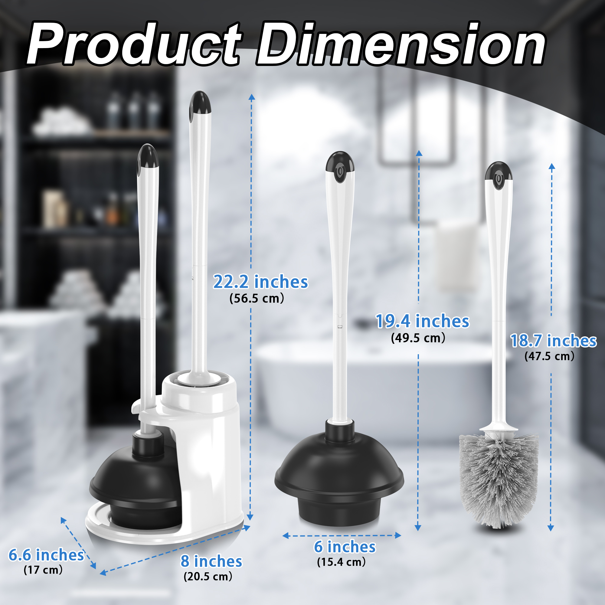 NEWE Toilet Plunger and Brush with Holder Set photo 5