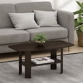 thumbnail image 2 of Furinno Simple 2-Tier Coffee Table, Black Center Table wih Open Shelf, Side Table Tabletop with Soft Edges, for Living Room, Home Office, Dark Mocha, 2 of 5