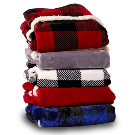 Oversized Velvet Plush Throw Blanket with Cozy Foot Pocket, Red