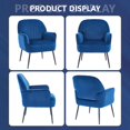 thumbnail image 6 of Modern Velvet Accent Chair with Metal Legs - Blue, 6 of 10