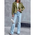 thumbnail image 4 of Women Crop Top Double Breasted Trench Coat with Shoulder Sleeves and Cut Jacket with Pockets, 4 of 5