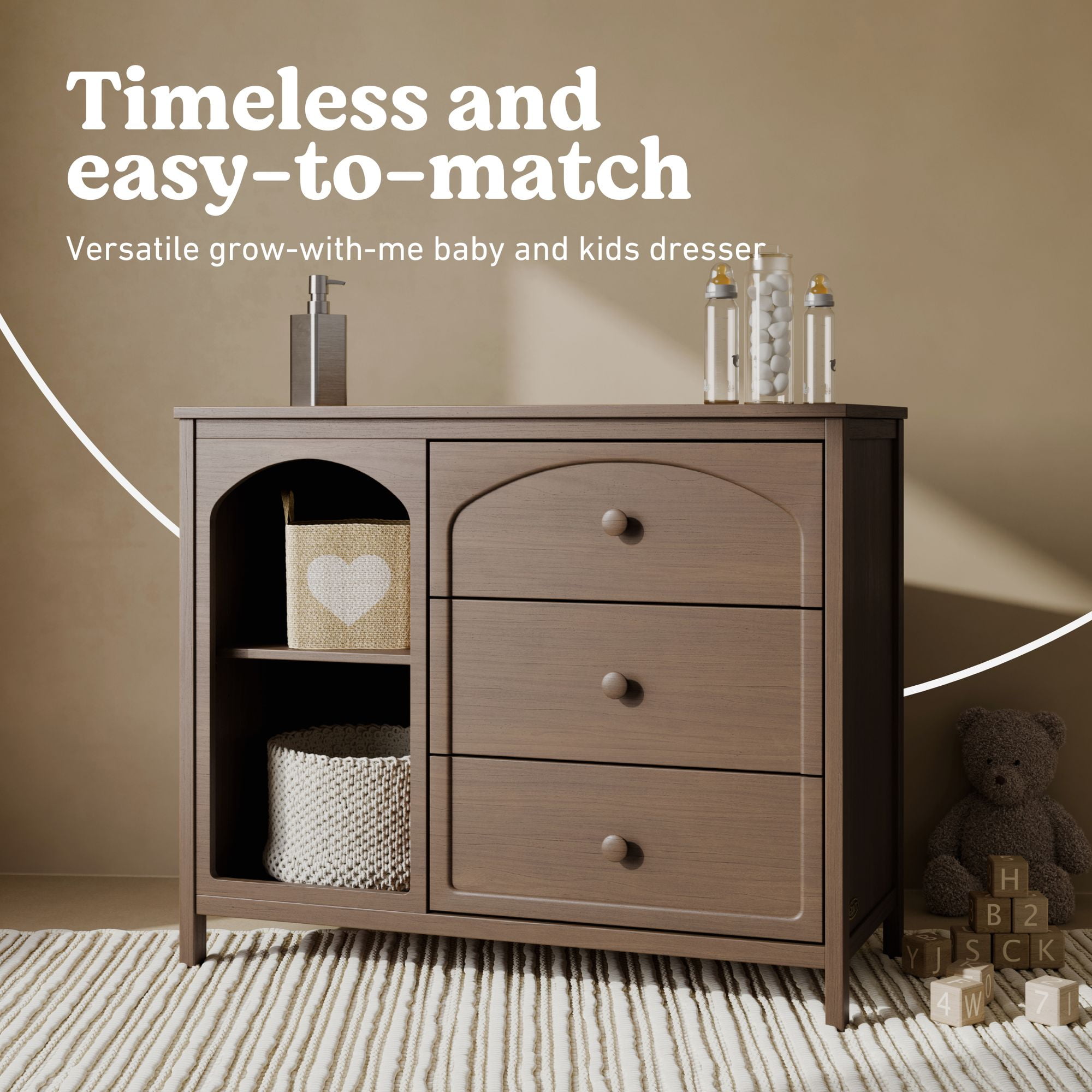Graco Olivia 3 Drawer Combo Dresser, Hazelnut