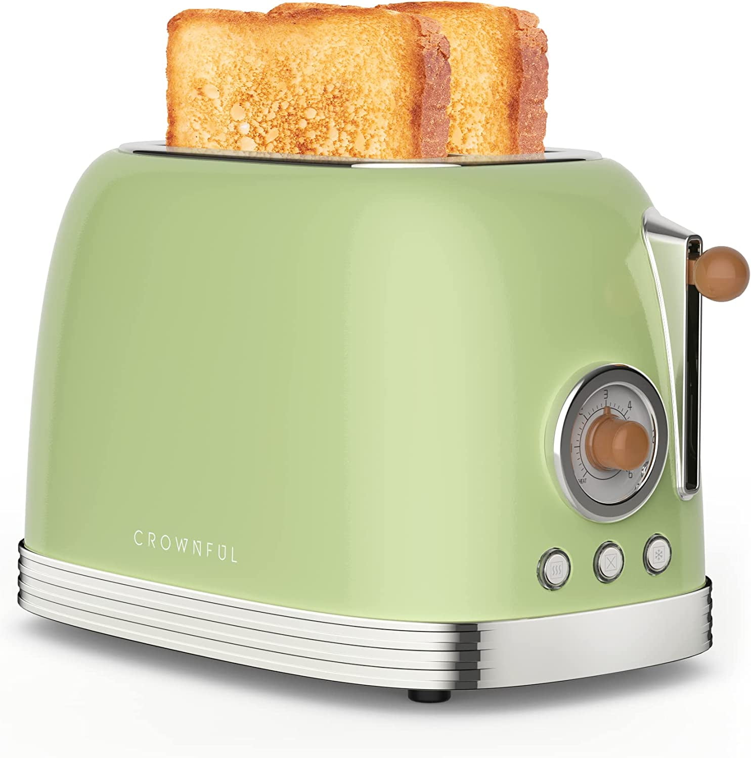 CROWNFUL 2-Slice Toaster with Extra Wide Slots, Retro Stainless Steel ...