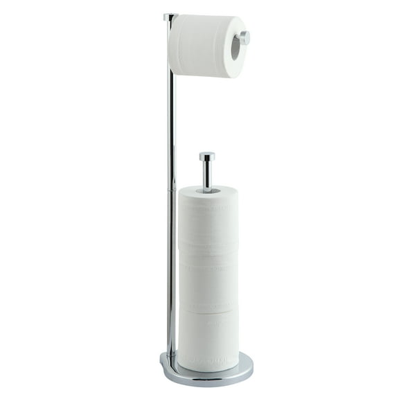 SunnyPoint Free Standing Bathroom Toilet Paper Holder Stand with Reserve (Chrome; FreeStand)