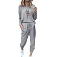 thumbnail image 2 of GaThRRgYP Tops for Women Trendy,Tops for Women Trendy Summer,Women's Thanksgiving Print Long Sleeve Sport Pullover Leisure Crop Tops + Pants Set, 2 of 4