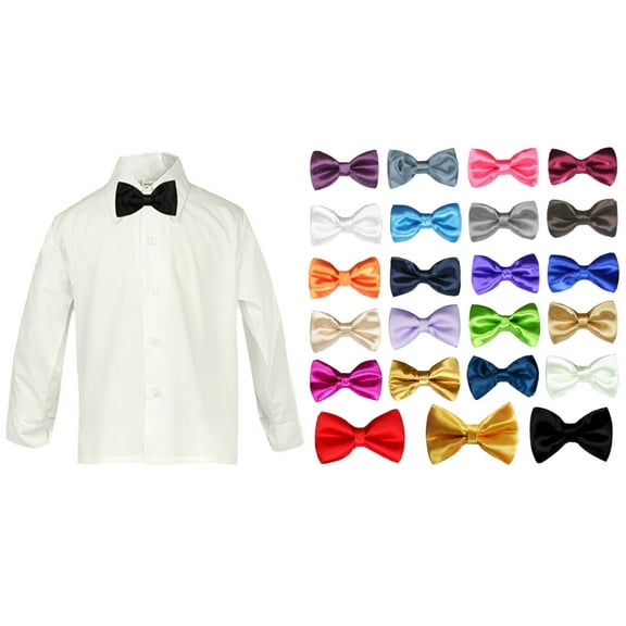 Toddler Baby Boy Formal Party Tuxedo Suit White Dress Shirt Color Bow tie SM-4T