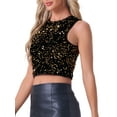 thumbnail image 4 of INSPIRE CHIC Sequin Tank Tops for Women Crop Scoop Neck Sleeveless Sparkly Glitter Club Party Nightout Vest Blouse M Gold, 4 of 6