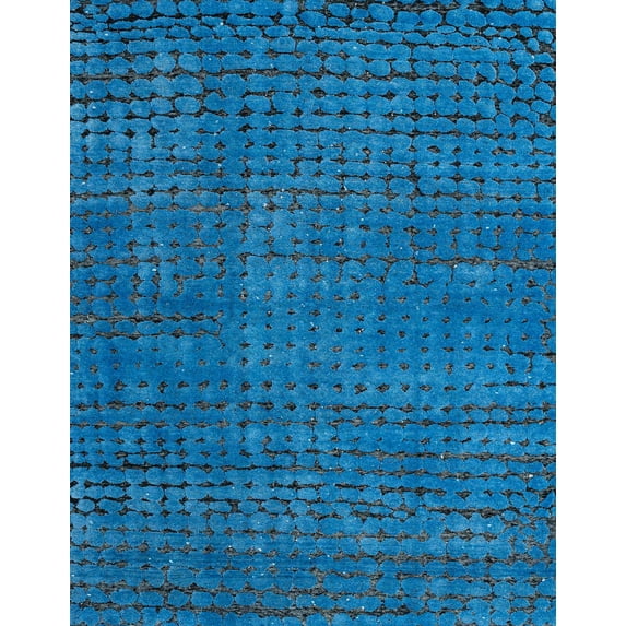 Ahgly Company Indoor Rectangle Abstract Blue Eyes Blue Abstract Area Rugs, 7' x 9'