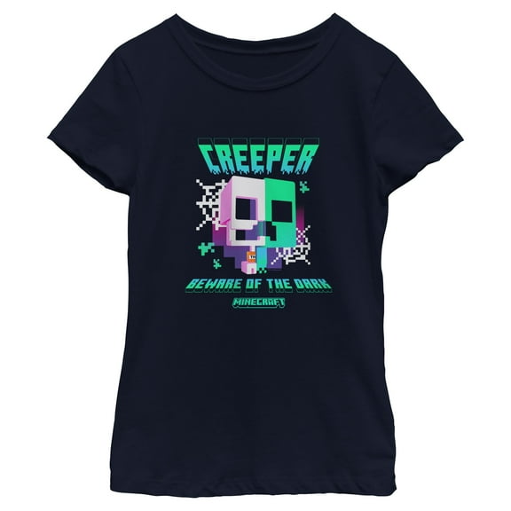 Girls Minecraft Beware Of The Dark Creeper And Skeleton T Shirt