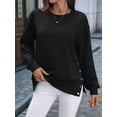 thumbnail image 6 of Female Oversized Sweatshirts Long Sleeve Hoodies Shirts Fall Side Slit Pullover Top Teen Outfits Black S, 6 of 9