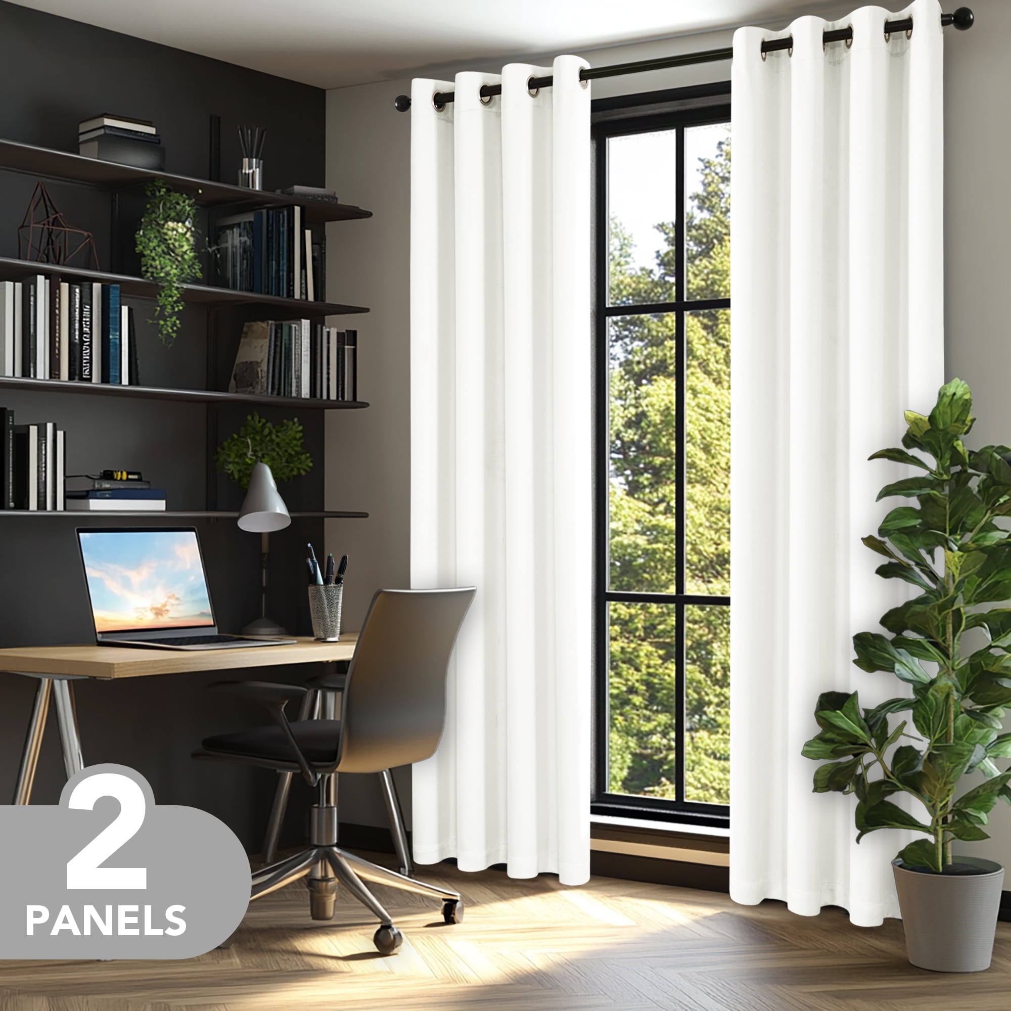 Deconovo Total Blackout Curtains for Living Room, Thermal Insulated, 2 Panels, 52"x84", Cream
