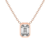Diamond Pendant Necklace| 1 Ct IGI Certified Emerald Shape Lab Grown Diamond | Globe Slider Bezel Solitaire Lab Diamond Pendant Necklace In 14K Rose Gold | FG-VS1-VS2 Quality Friendly Diamonds
