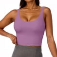 thumbnail image 2 of Nestiefly Racerback Crop Tank Tops for Women - U Neck Yoga Padded Longline Sports Bras Workout Light Purple 2XL, 2 of 7
