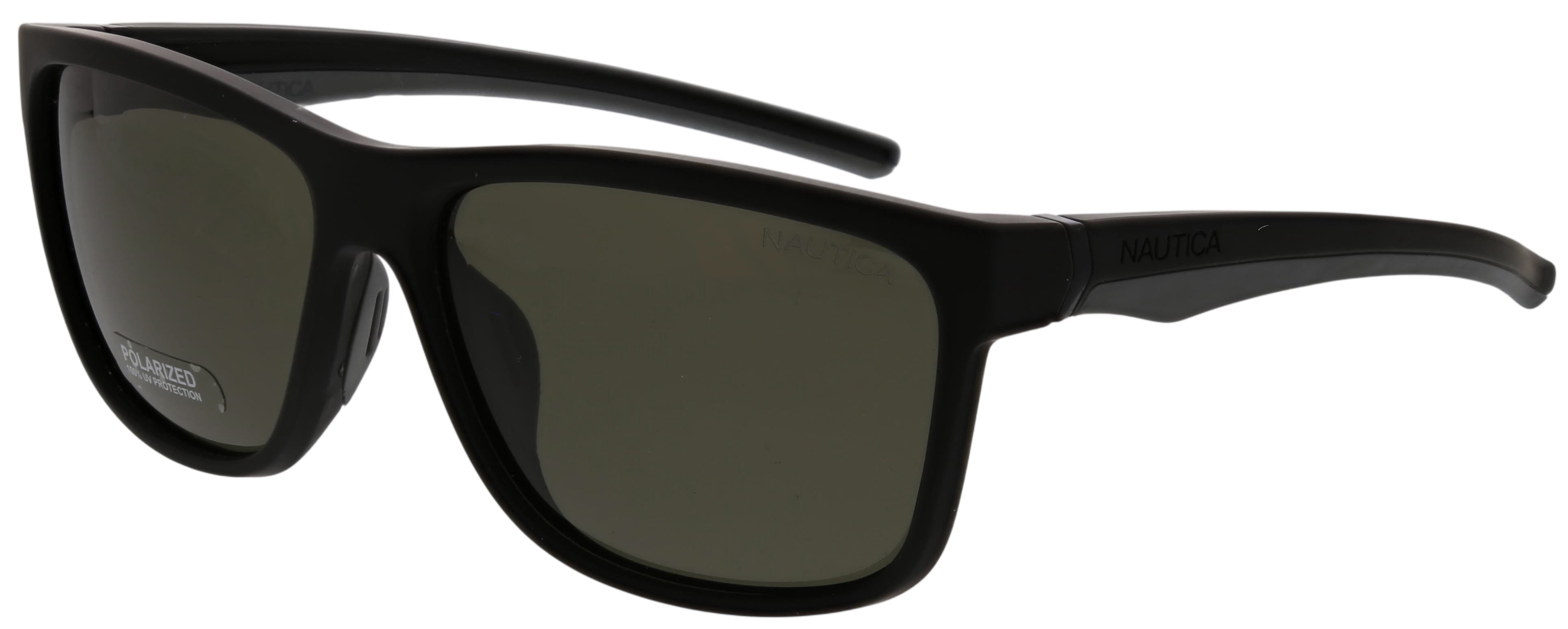 Nautica Men's Square Wrap Black Polarized Sunglasses
