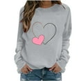 thumbnail image 2 of RKSTN Chandails en Molleton de la Saint-Valentin pour Femmes, Col Rond Surdimensionné, Imprimé Cœur, Chandail Sans Capuche, Haut Décontracté, Grande Taille, Col Rond, Manches Longues, 2 of 5